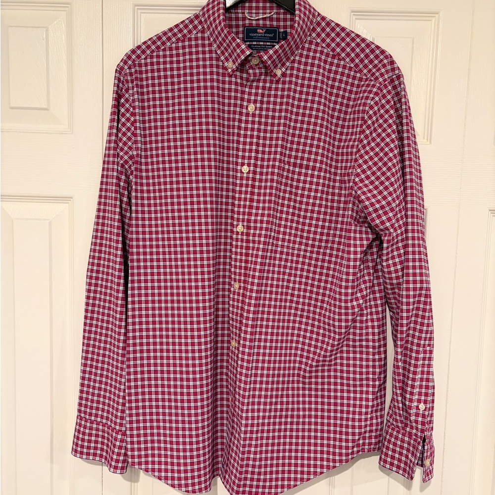 Vineyard Vines Large Red and White Check Button-Down Shirt